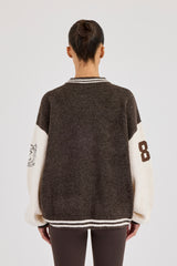 Strick-College-Bomberjacke – Schokolade