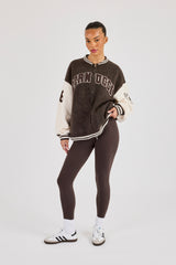 Strick-College-Bomberjacke – Schokolade