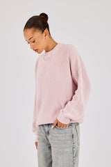 Oversized Strickpullover mit Acid-Wash-Effekt – Rosa