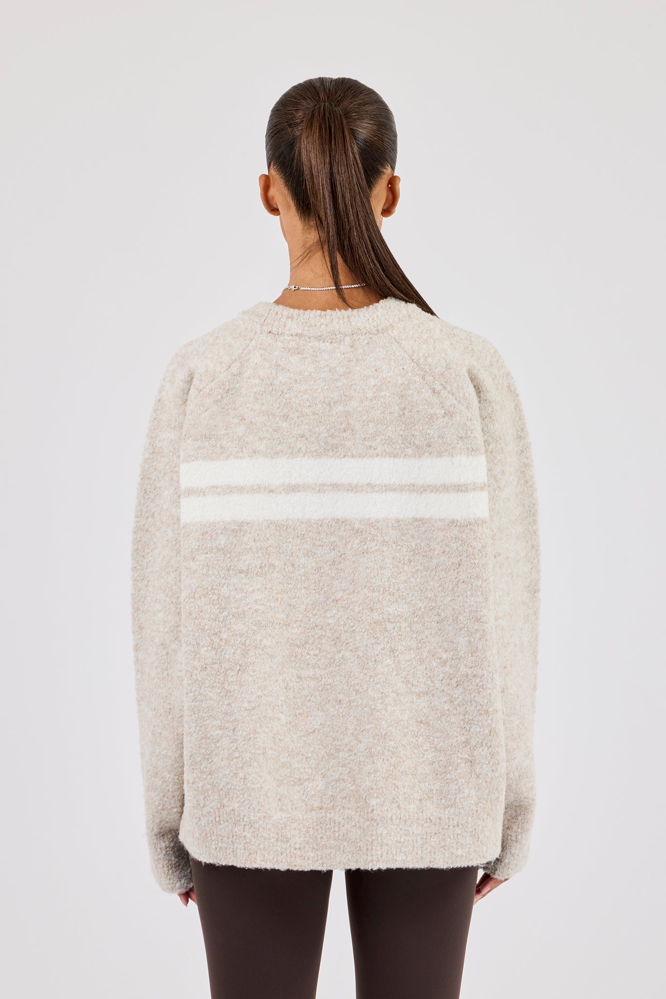 Oversized Strickpullover mit Streifen – Off-White