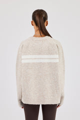 Oversized Strickpullover mit Streifen – Off-White