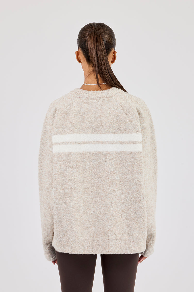 Oversized Strickpullover mit Streifen – Off-White