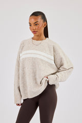 Oversized Strickpullover mit Streifen – Off-White