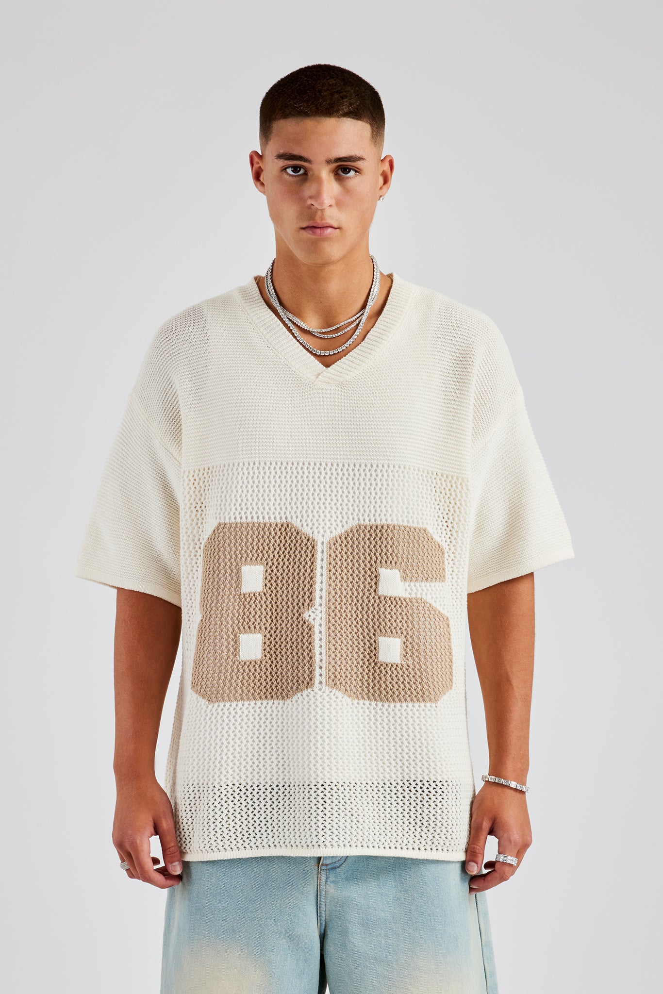 Knit Varsity T-Shirt - Off White | Mens Tees & Vests | Shop T