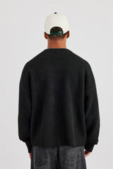 C Intarsia Knitted Sweatshirt - Black