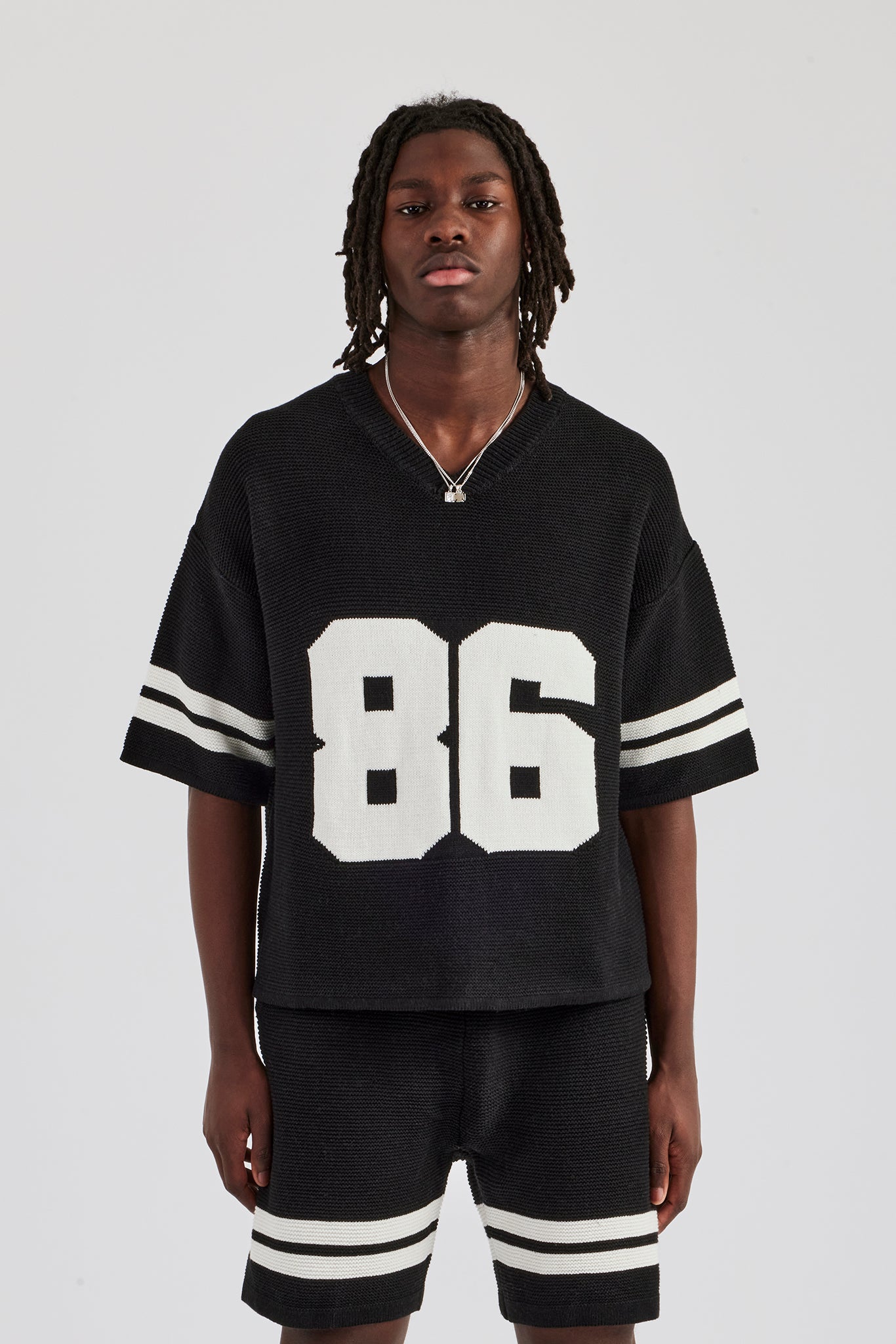 Oversized Boxy Knitted Jersey - Black | Mens Knitwear | Shop