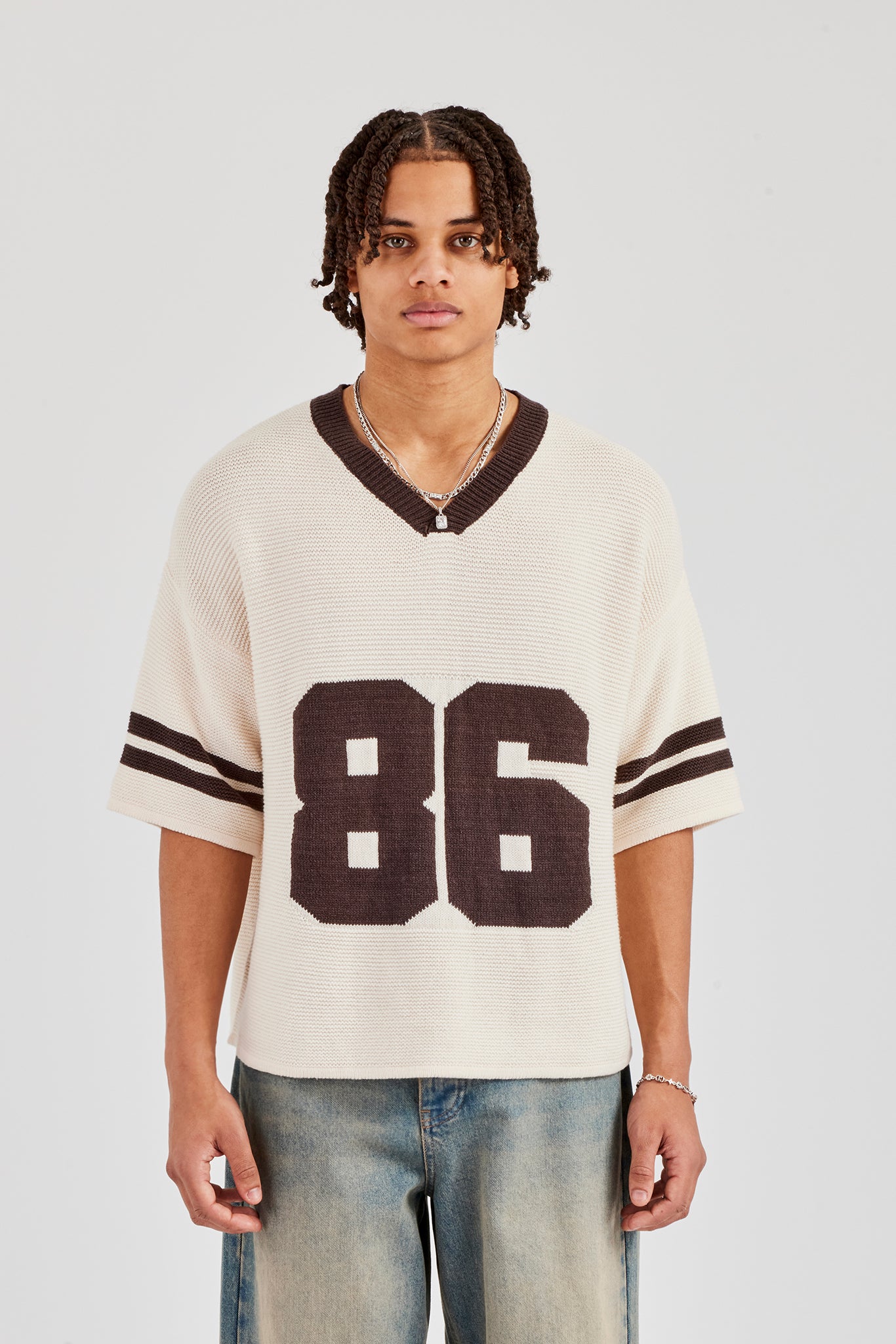 Oversized Boxy Knitted Jersey - Off White