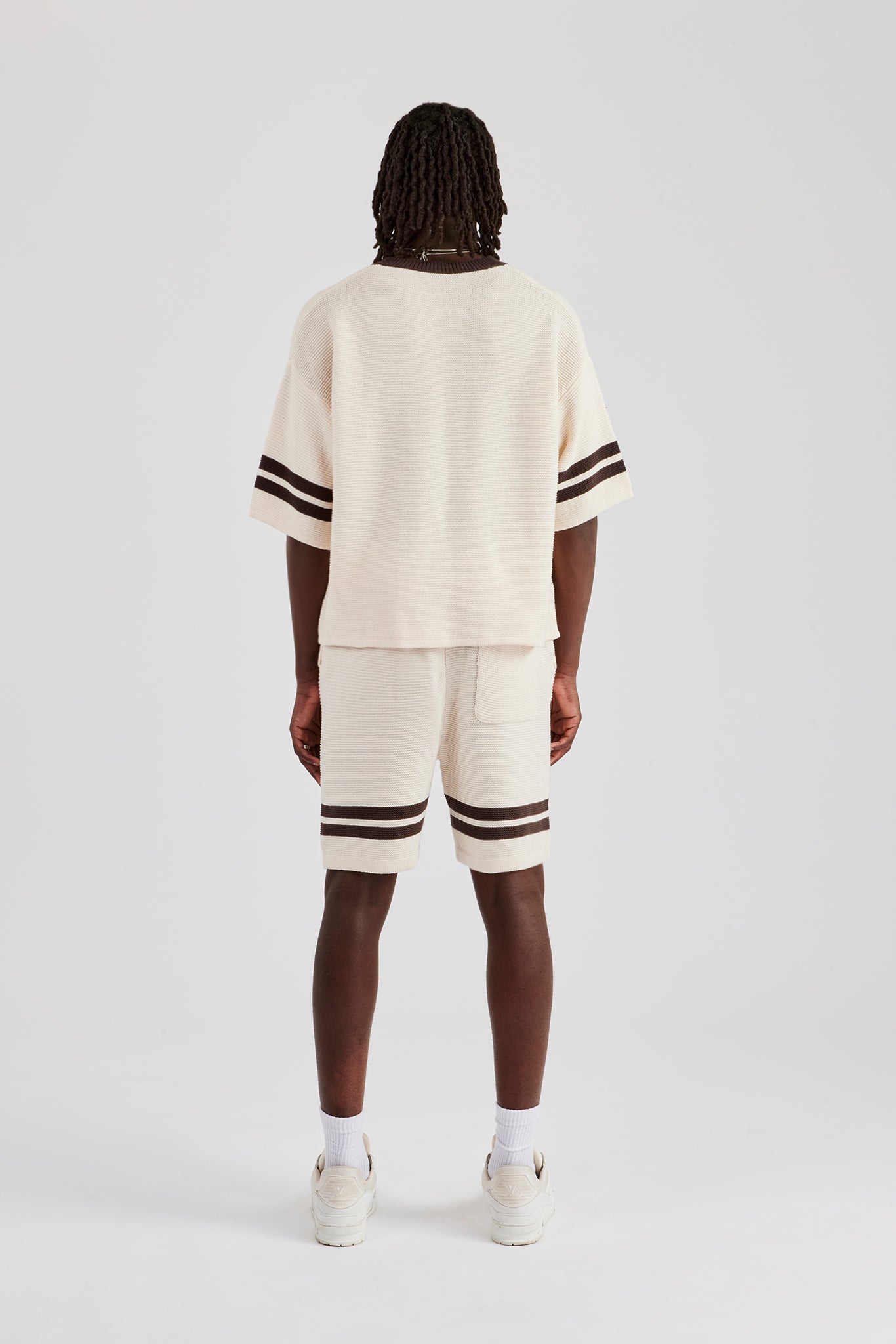 Oversize-Strickjersey und Shorts im Kastendesign – Off White