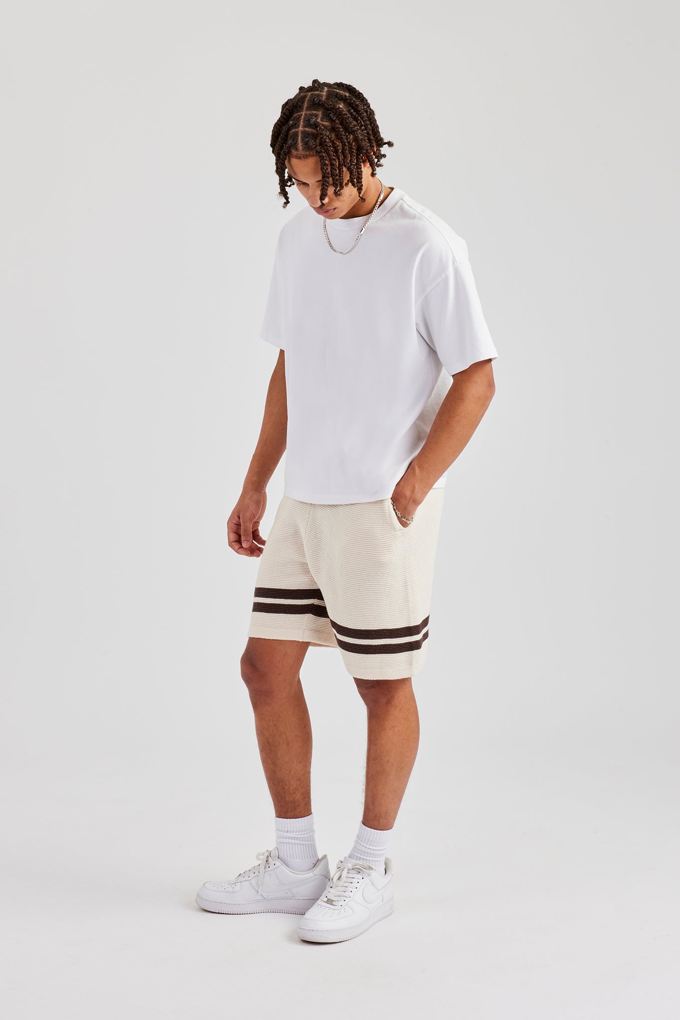 Loose Fit Strickshorts - Off White