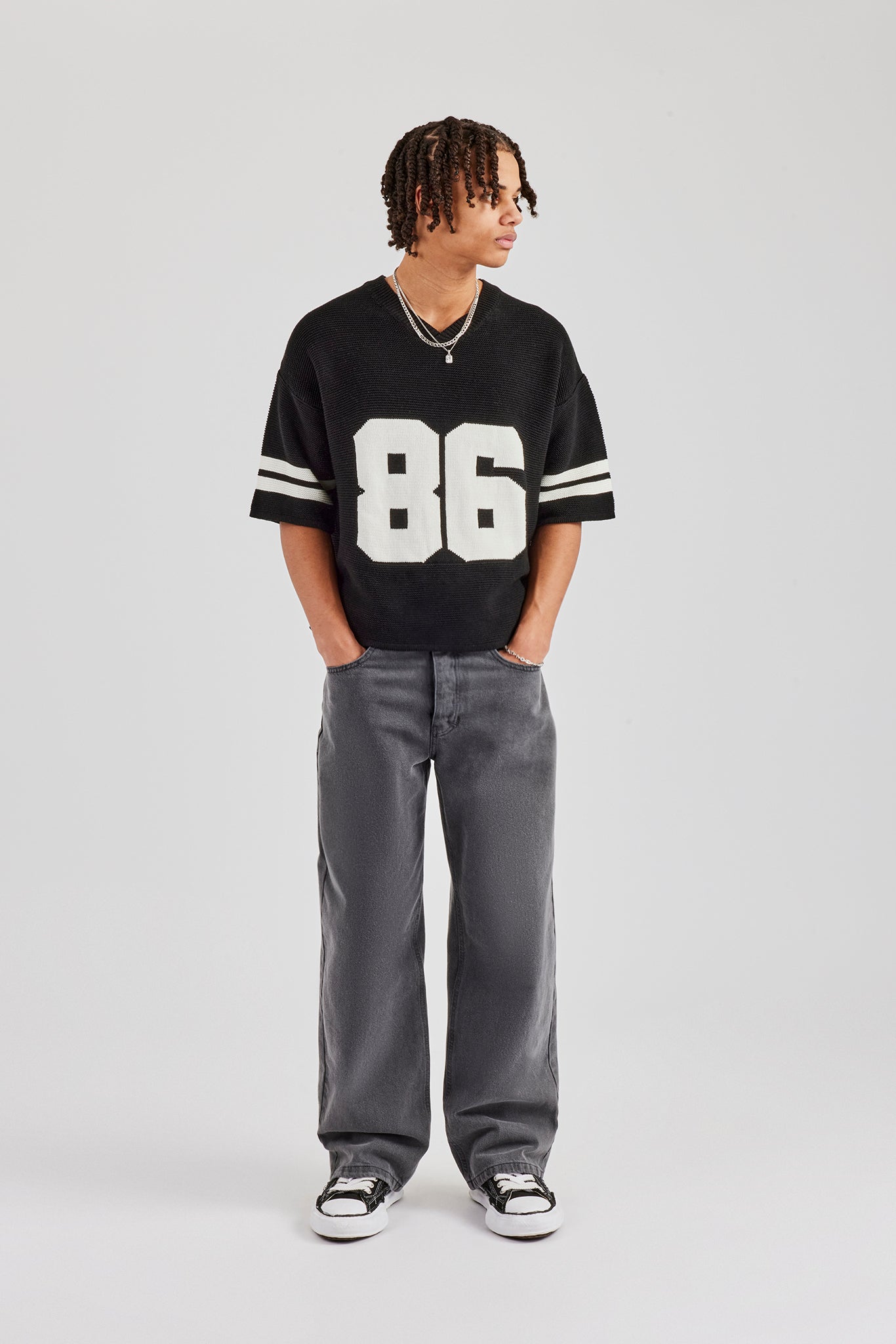 Oversized Boxy Knitted Jersey - Black