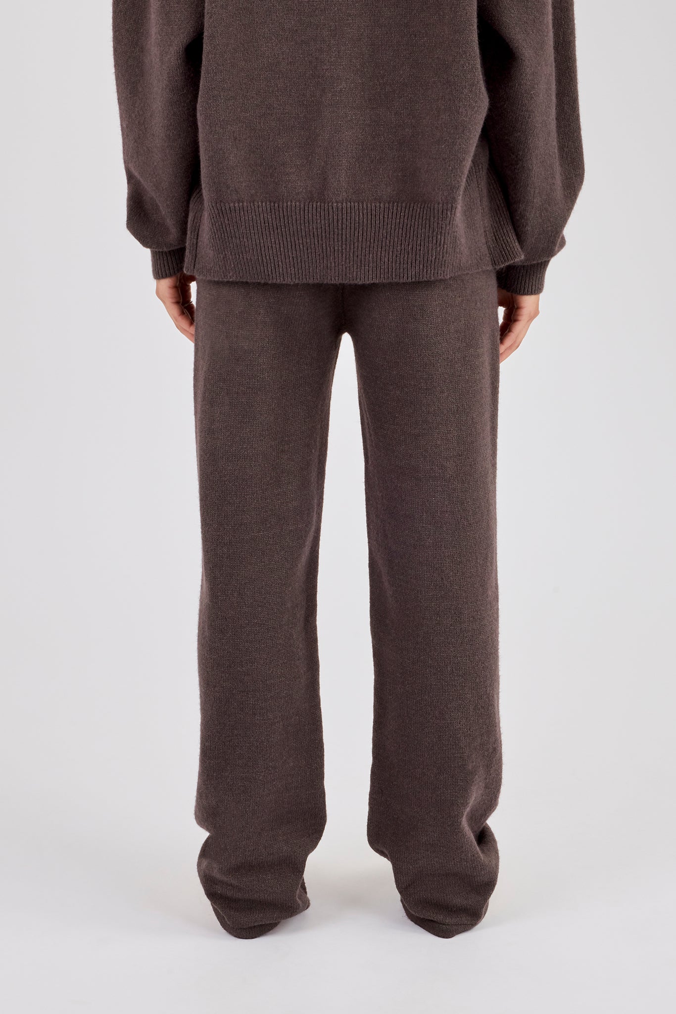 Knitted Cernucci Back Detail Wide Leg Jogger - Brown