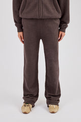 Knitted Cernucci Back Detail Wide Leg Jogger - Brown