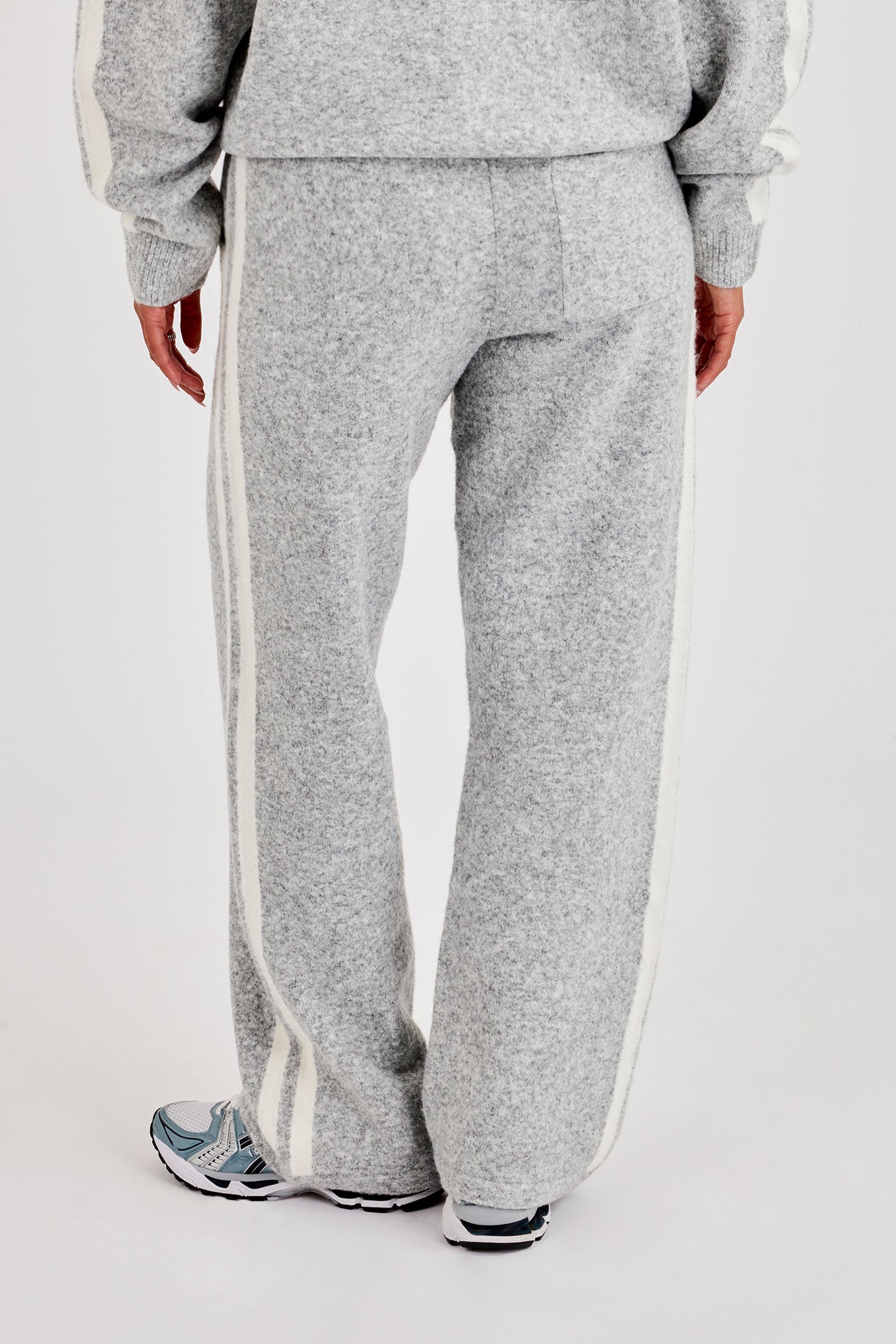 Knitted Stripe Wide Leg Jogger - Grey