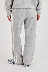 Knitted Stripe Wide Leg Jogger - Grey