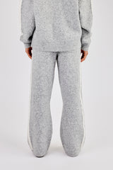 Knitted Stripe Wide Leg Jogger - Grey