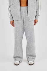 Knitted Stripe Wide Leg Jogger - Grey