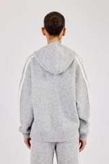 Oversize-Strickjacke mit Streifen und Reißverschluss – Grau