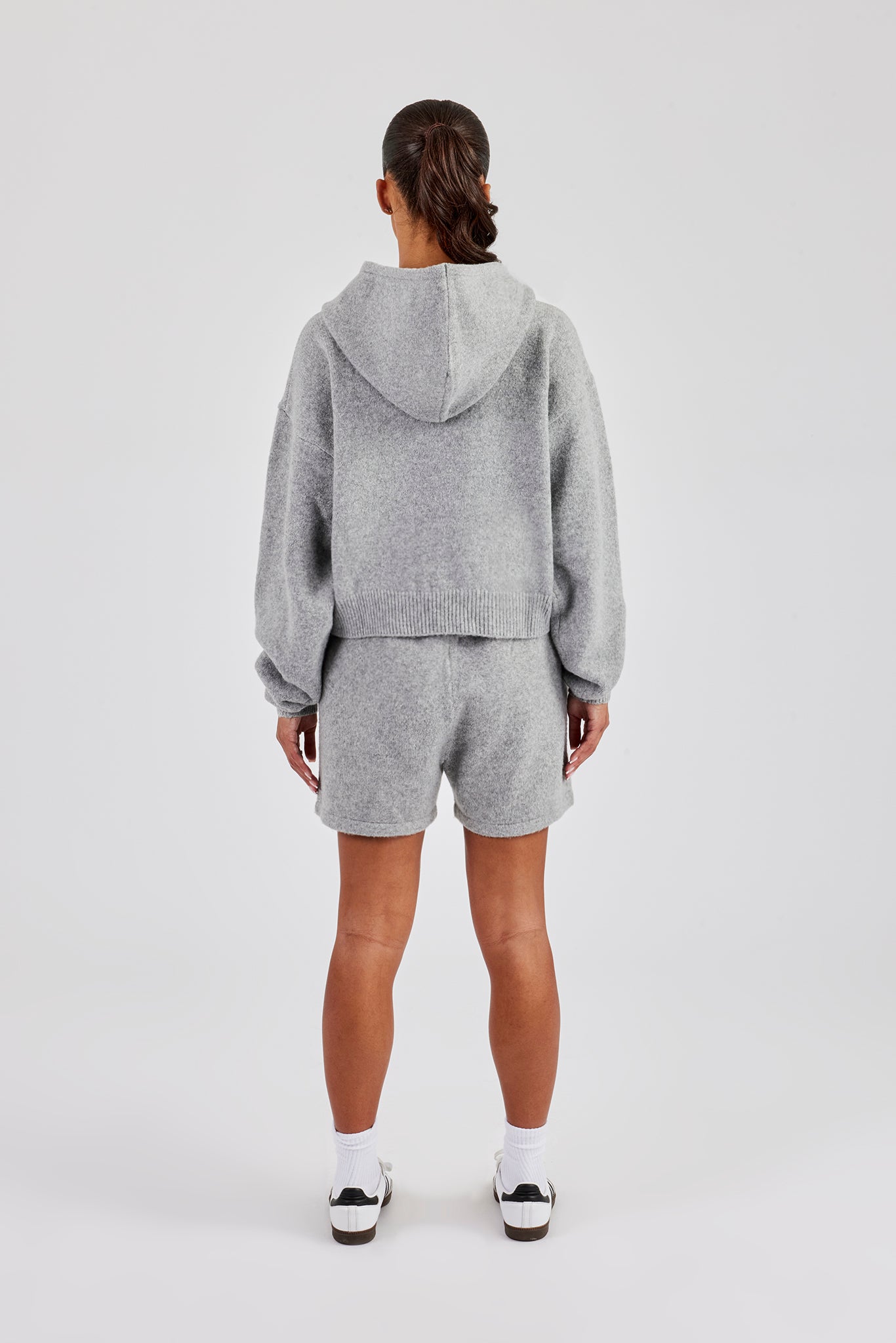 C Strick-Hoodie &amp; Shorts - Grau