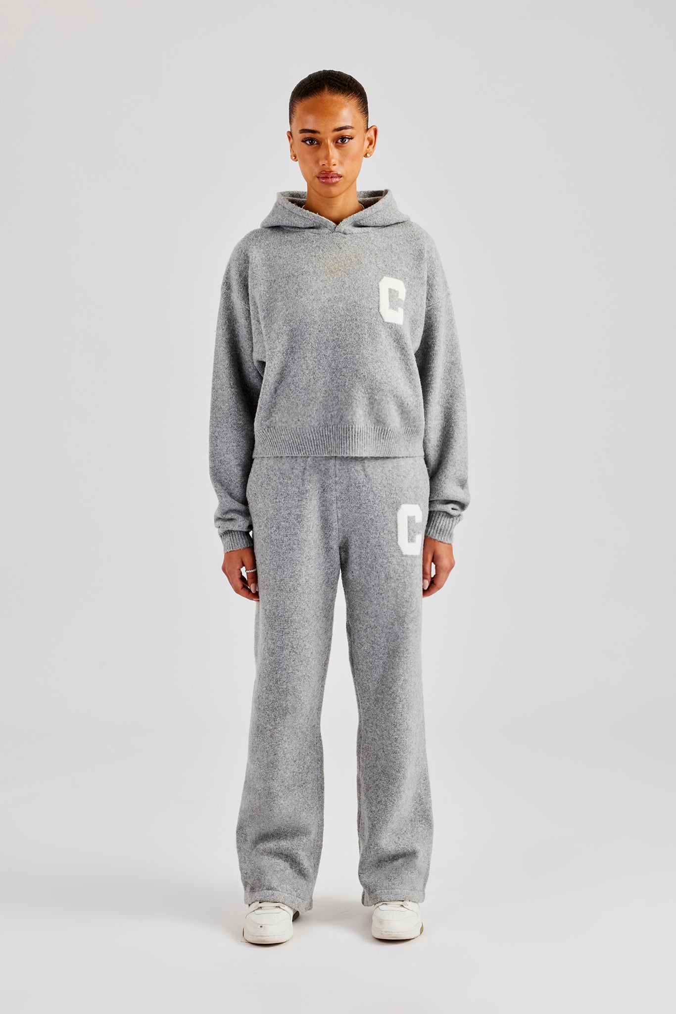 C Knitted Hooded Tracksuit - Grey