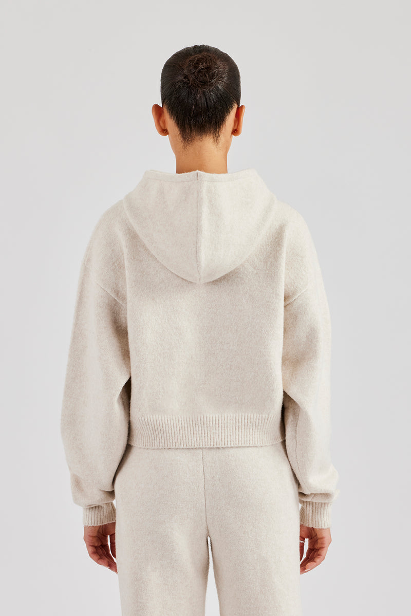 C Strick-Hoodie - Haferflocken