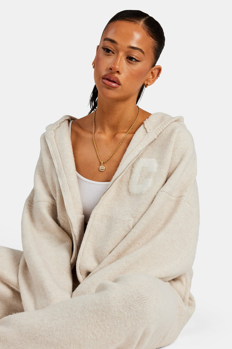 Hooded Zip  Through  Knitted Tracksuit