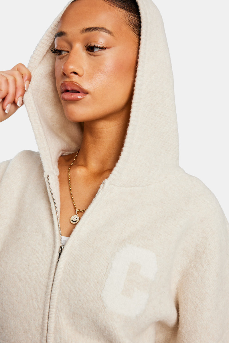 Hooded Zip  Through  Knitted Tracksuit