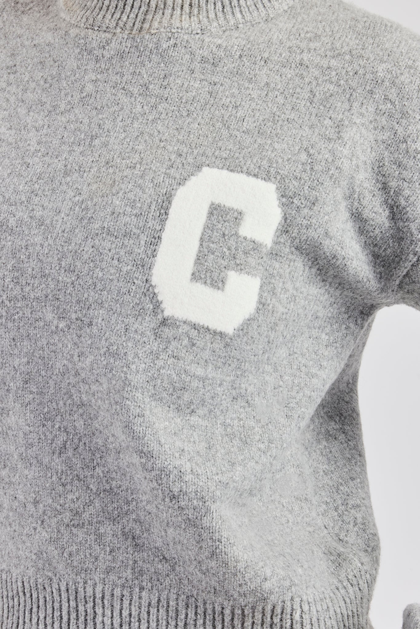 C Knitted Boxy Sweatshirt - Grey