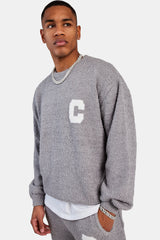 Textured Knitted Sweatshirt - Grey