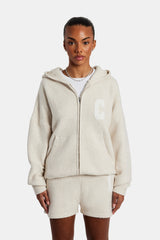 Hooded Zip Through Knitted Jumper