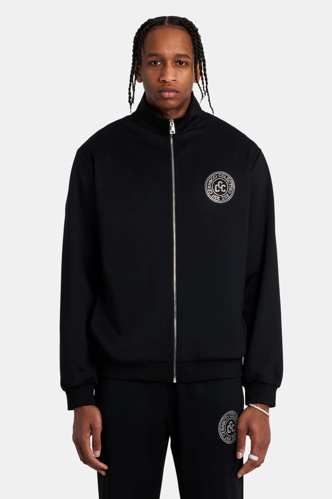 Men Rhinestone Track Suits Rhinestone Crest Tracksuit - Black | Mens Sets | Shop Tracksuits at ...