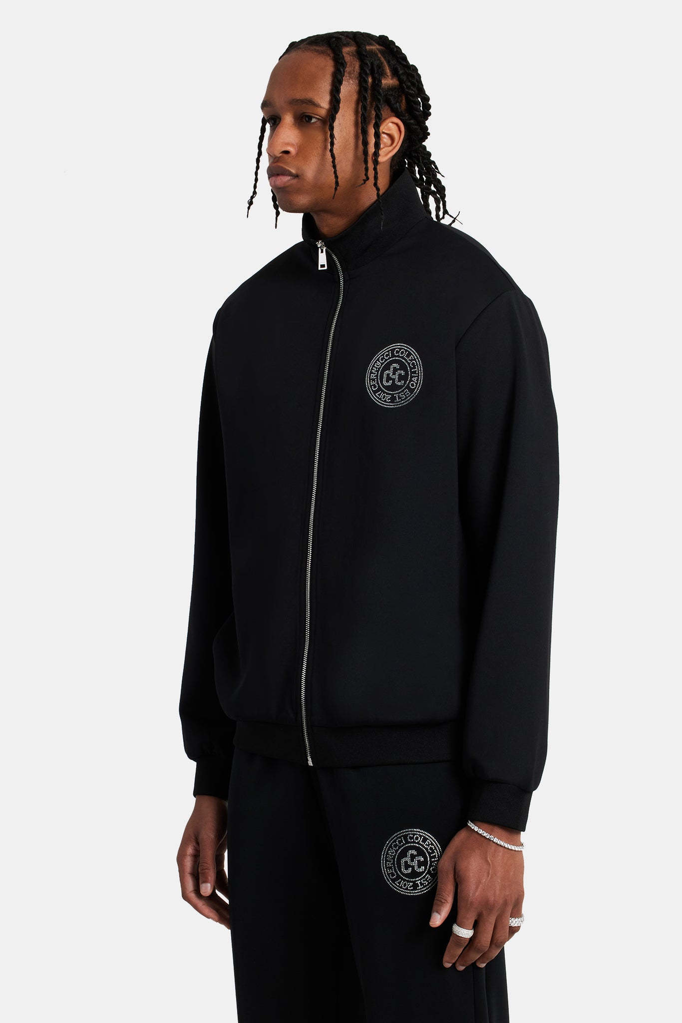 Trainingsanzug mit Strass-Wappen - Schwarz 