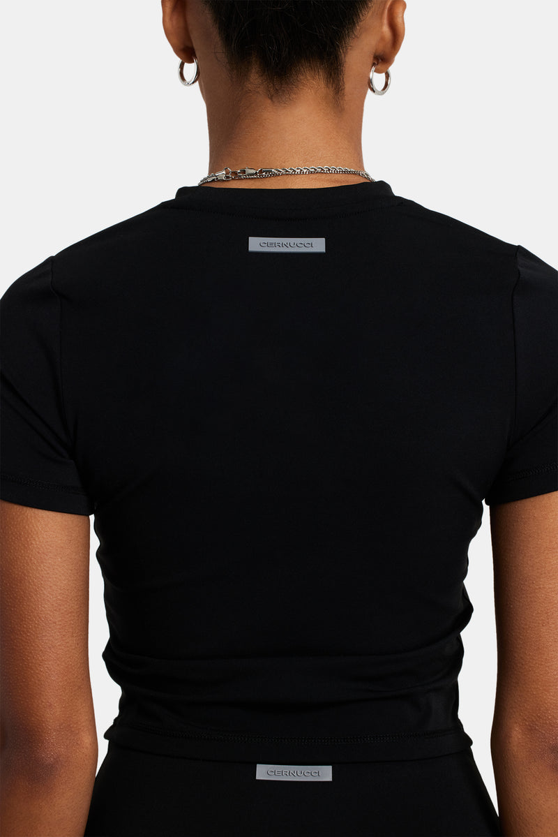 Fitted Seam Detail T-Shirt - Black