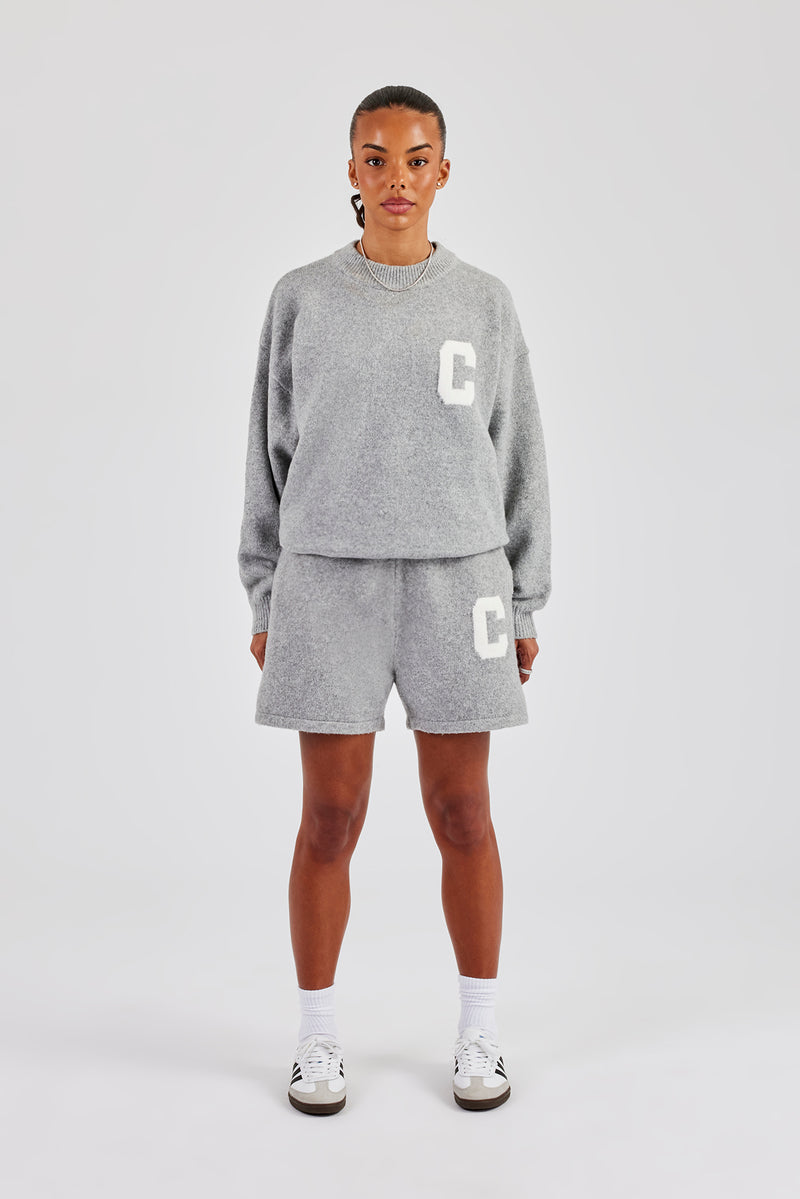 C Strickpullover und Shorts - Grau