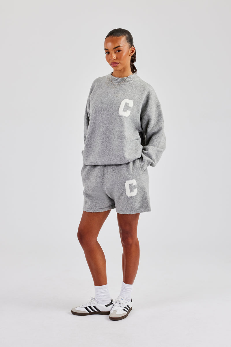 C Strickpullover und Shorts - Grau
