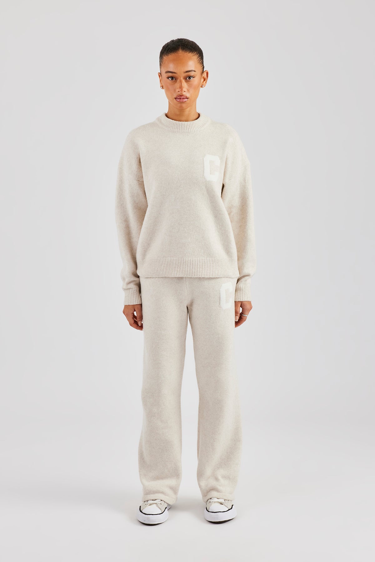 C Knitted Sweatshirt - Oatmeal | Womens Knitwear | Shop Knitwear 