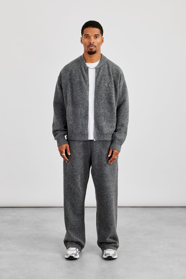 Knitted Bomber Jacket & Relaxed Jogger - Grey