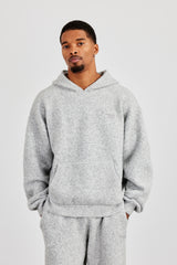 Strukturierter Strickhoodie – Grau