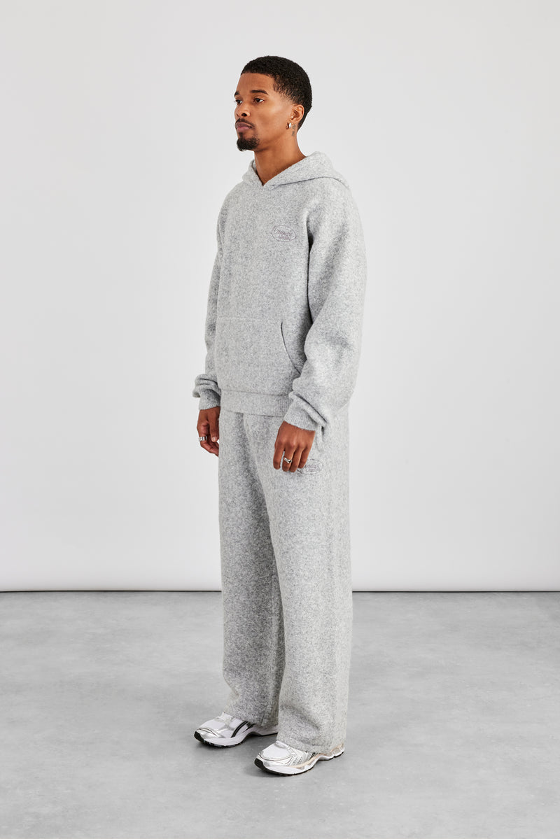Textured Knitted Hoodie & Jogger - Grey