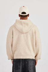 Strickkapuzenpullover mit Reißverschluss – Beige