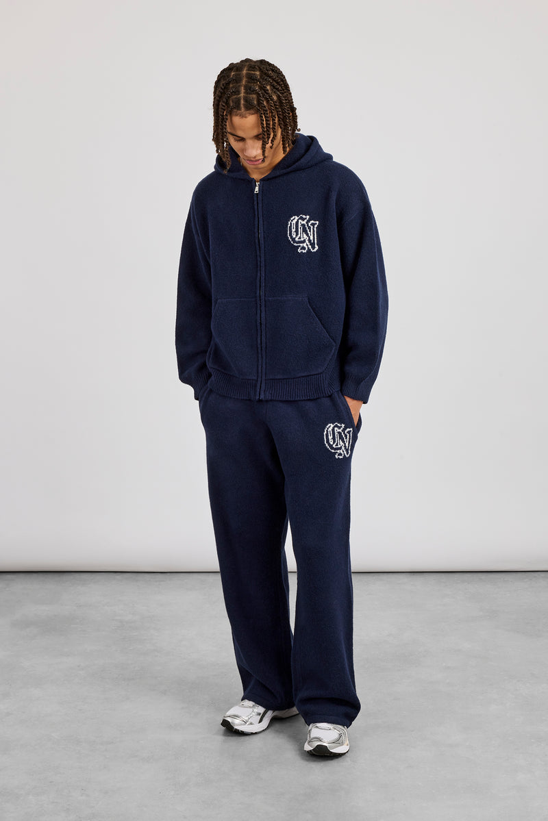 CN Knitted Zip Through Hoodie & Baggy Jogger - Navy | Mens Sets | Shop ...