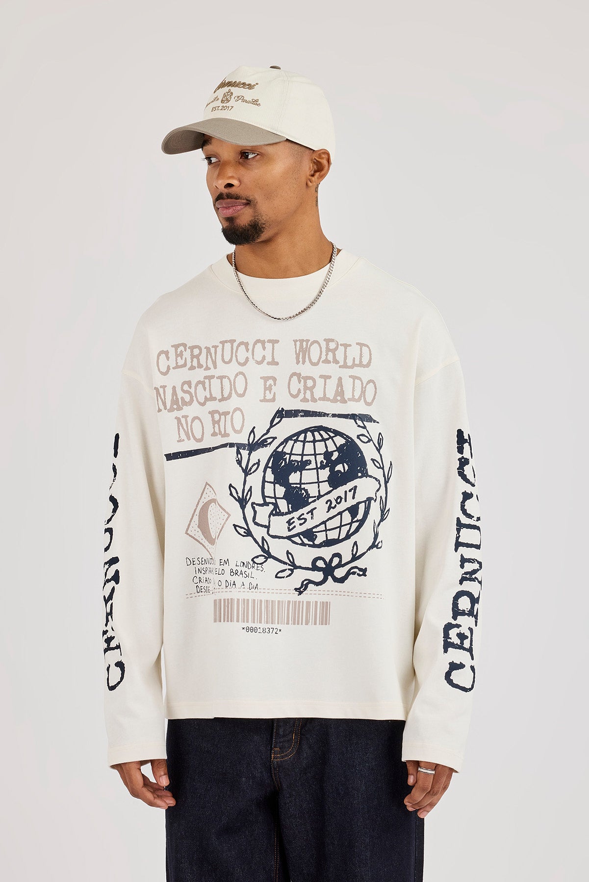 Long Sleeve Receipt Graphic T-Shirt - Off White