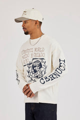 Long Sleeve Receipt Graphic T-Shirt - Off White