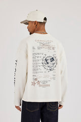 Long Sleeve Receipt Graphic T-Shirt - Off White