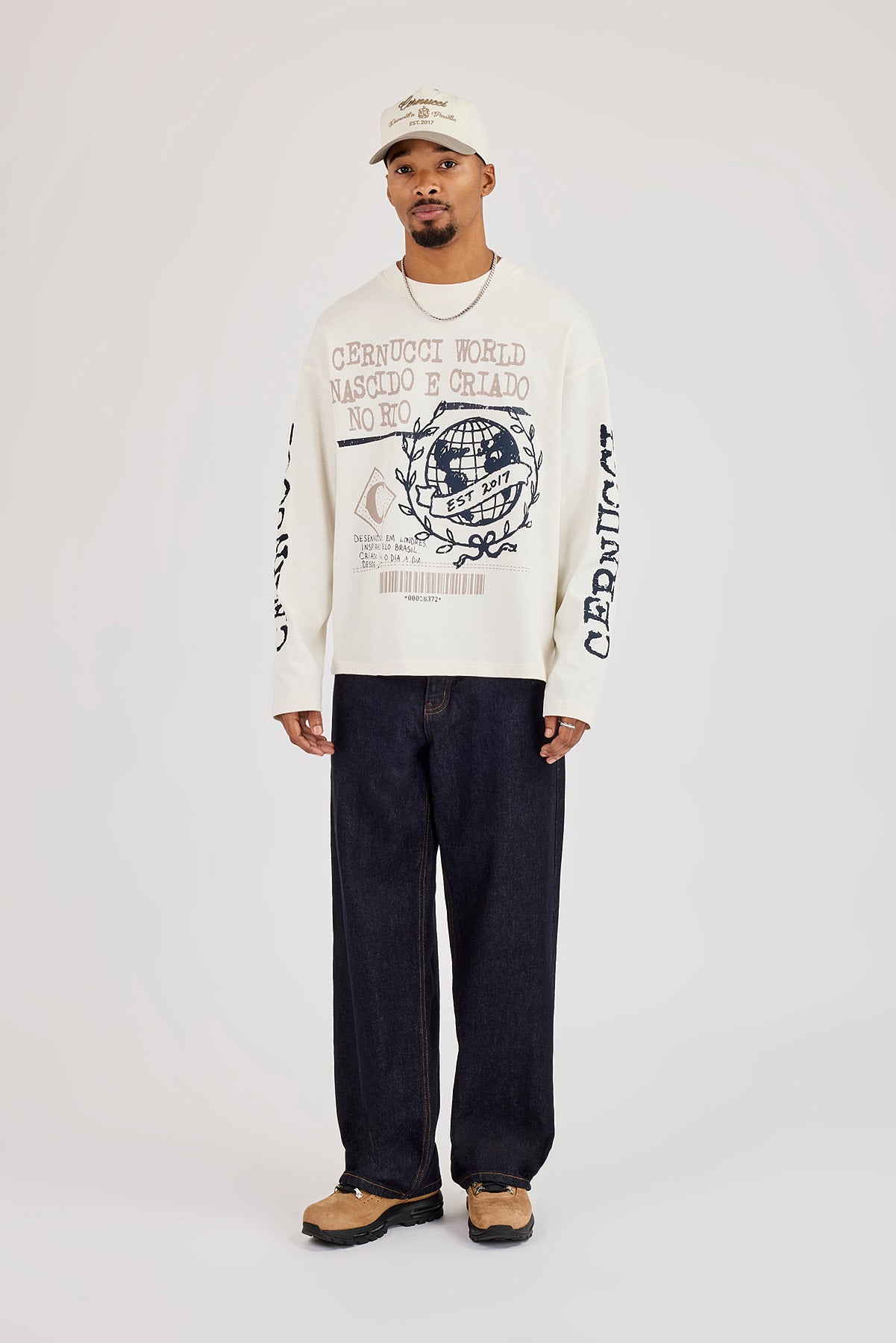 Long Sleeve Receipt Graphic T-Shirt - Off White