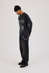 Long Sleeve Dice Graphic T-Shirt - Black