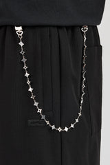 Textured Nylon Cargo Trouser & Star Outline Jean Chain - Black