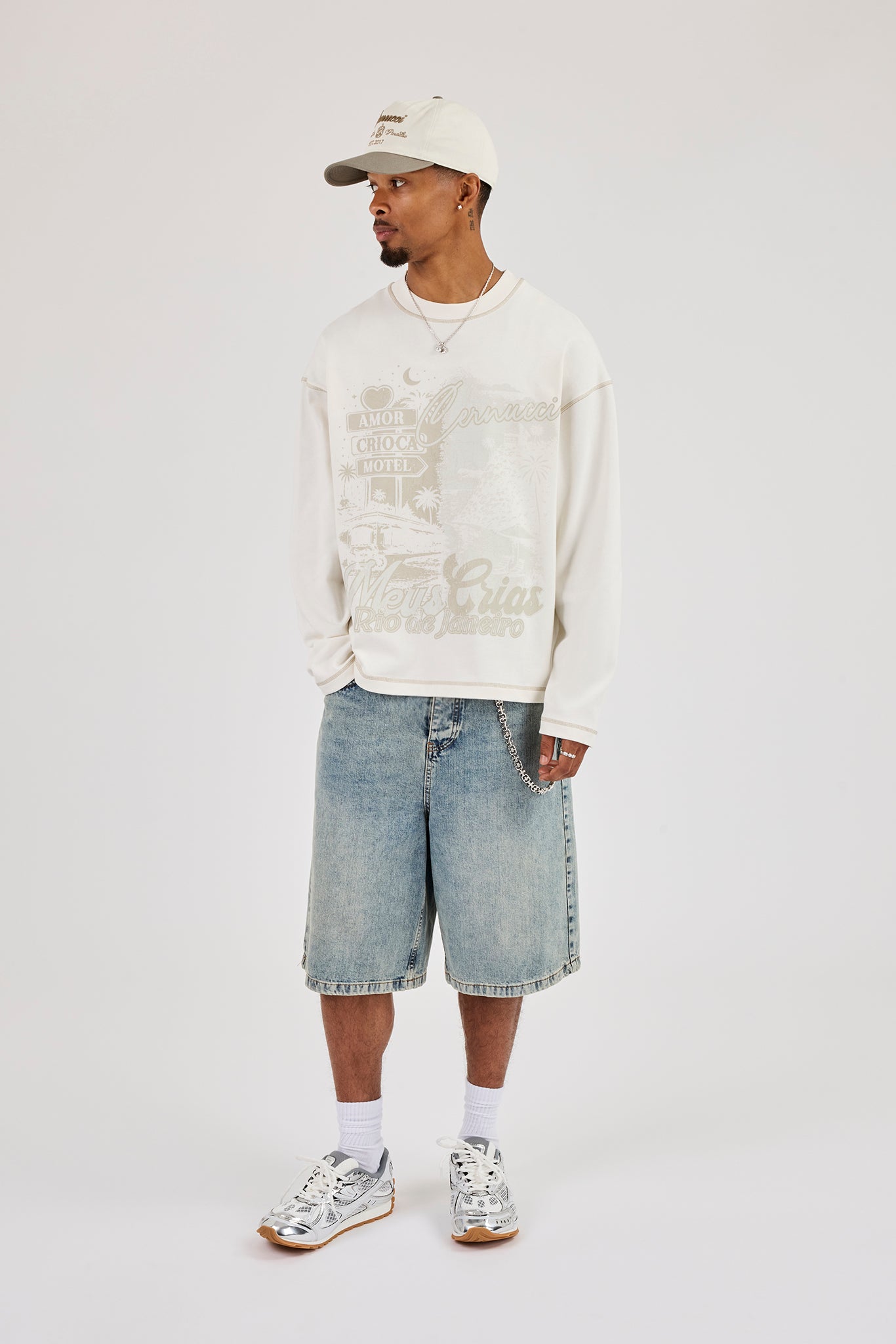 Motel Duo Graphic Long Sleeve T-Shirt - Off White