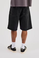 Denim Applique Jort - Washed Black