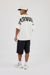 Oversized Cernucci Distressed Graphic T-Shirt - Off White