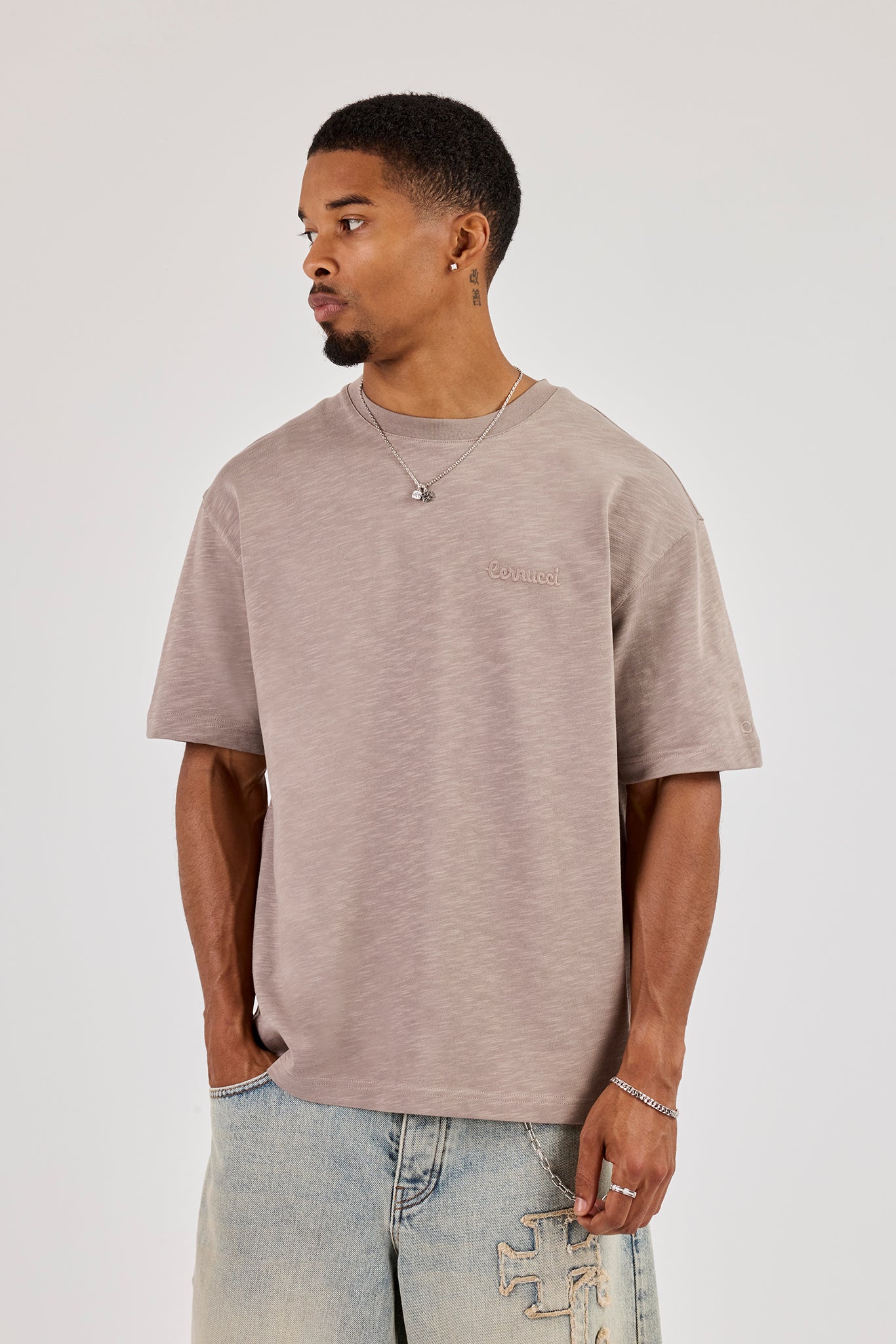 Rua Da Lapa Graphic Slub T-Shirt - Taupe